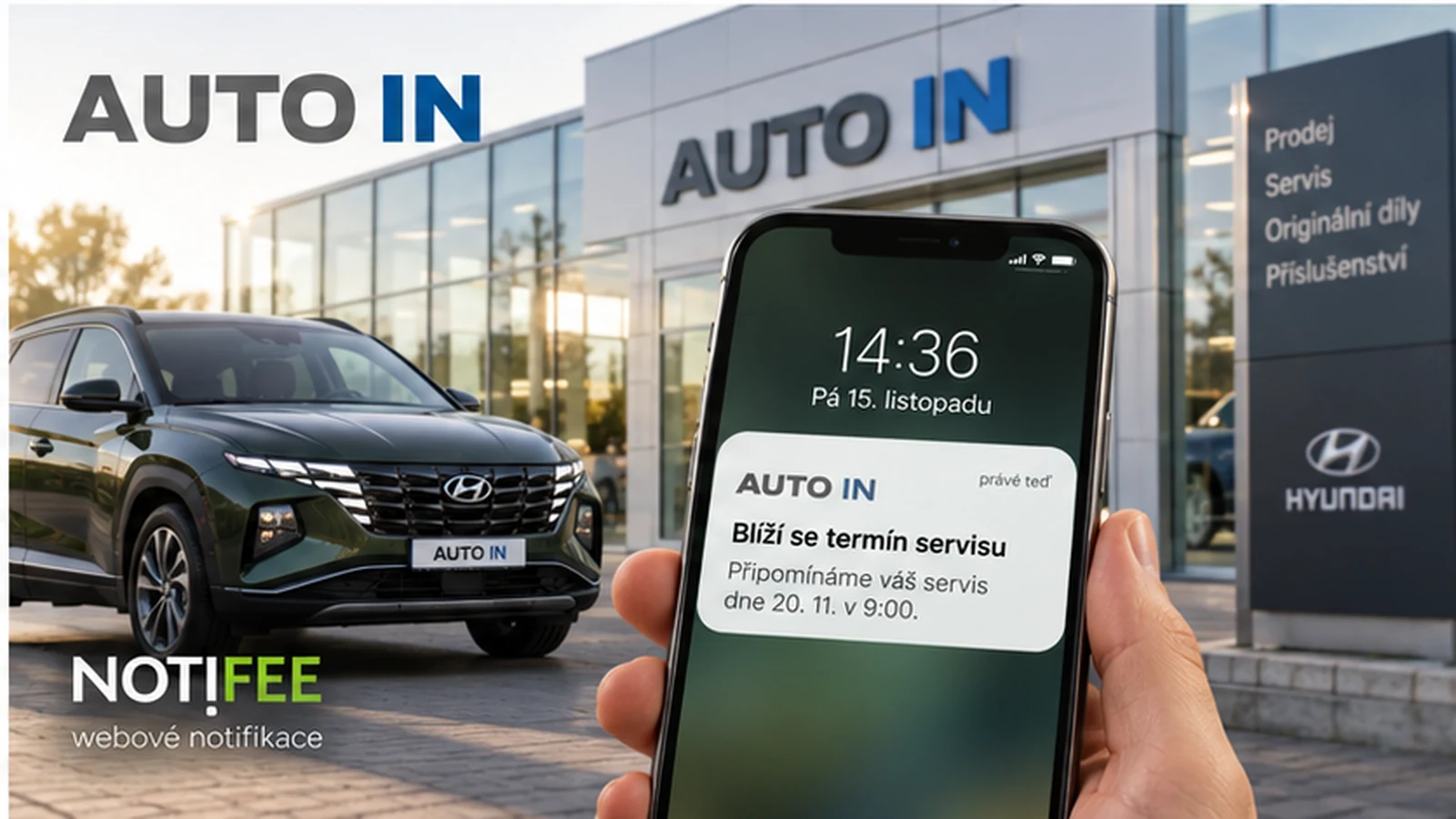 AUTO IN a telefonicky s oznamom o termíne služby