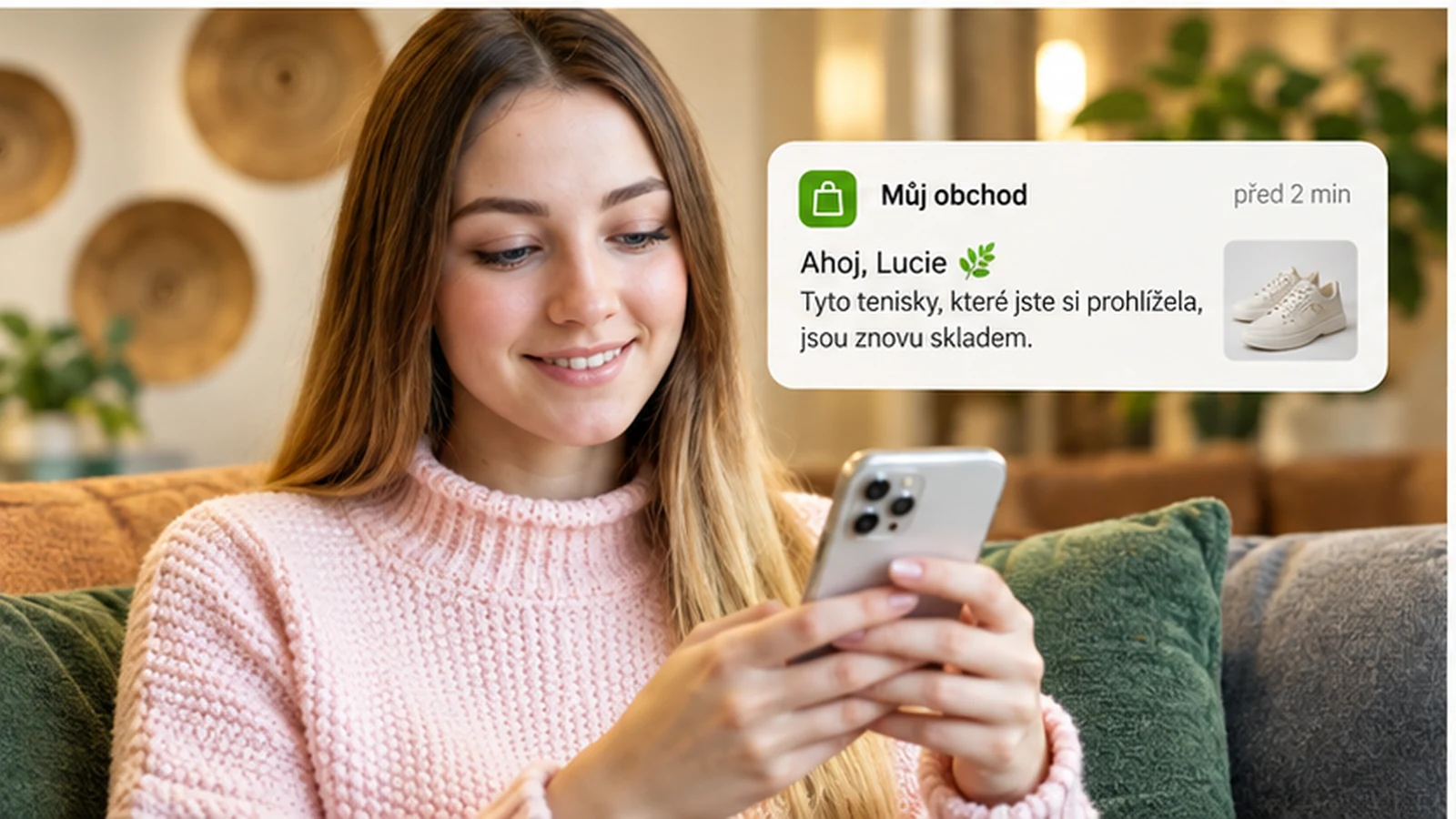 Zákazník dostáva príslušné webové notifikácie k produktu, o ktorý mala záujem