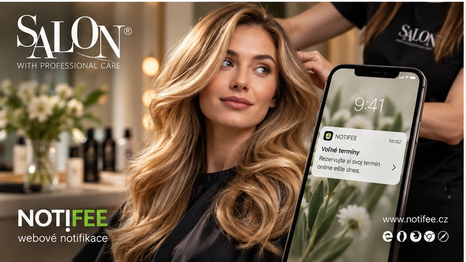Kaderníctvo Salon Ostrava a telefón s oznamom o termíne zdarma