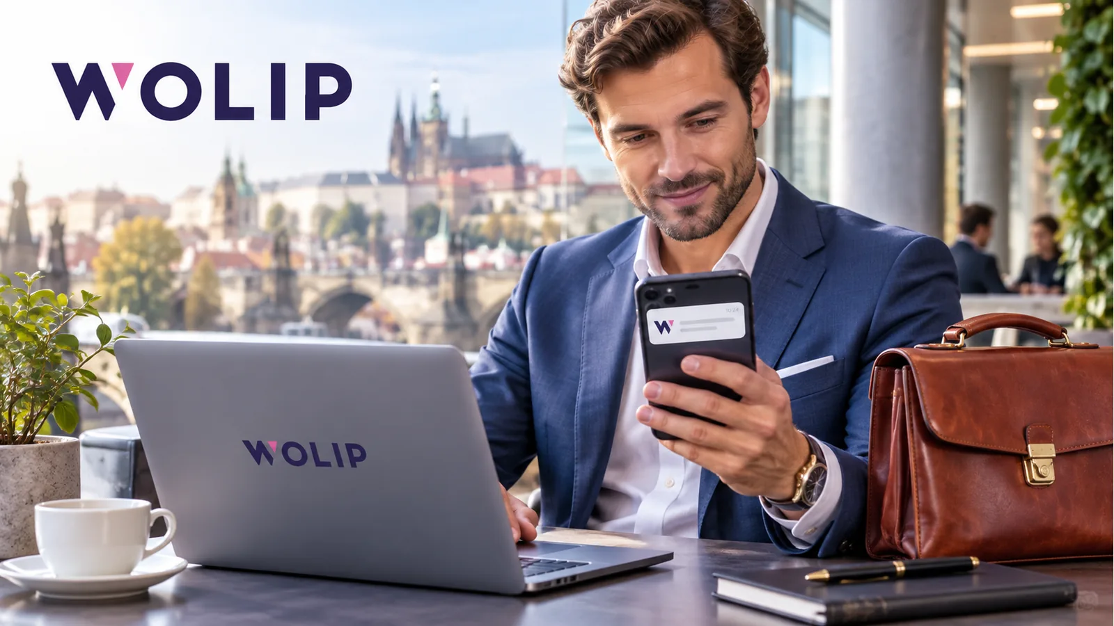 WOLIP klient pracuje v notebooku a číta webové notifikácie v telefóne