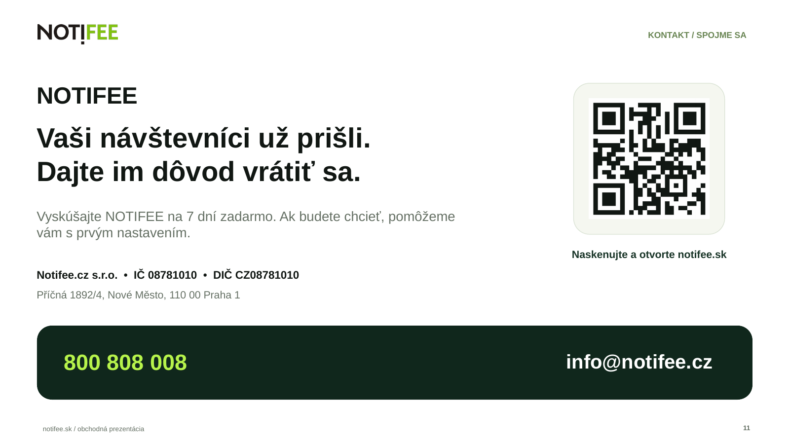 Brožúra NOTIFEE, strana 11 z 11